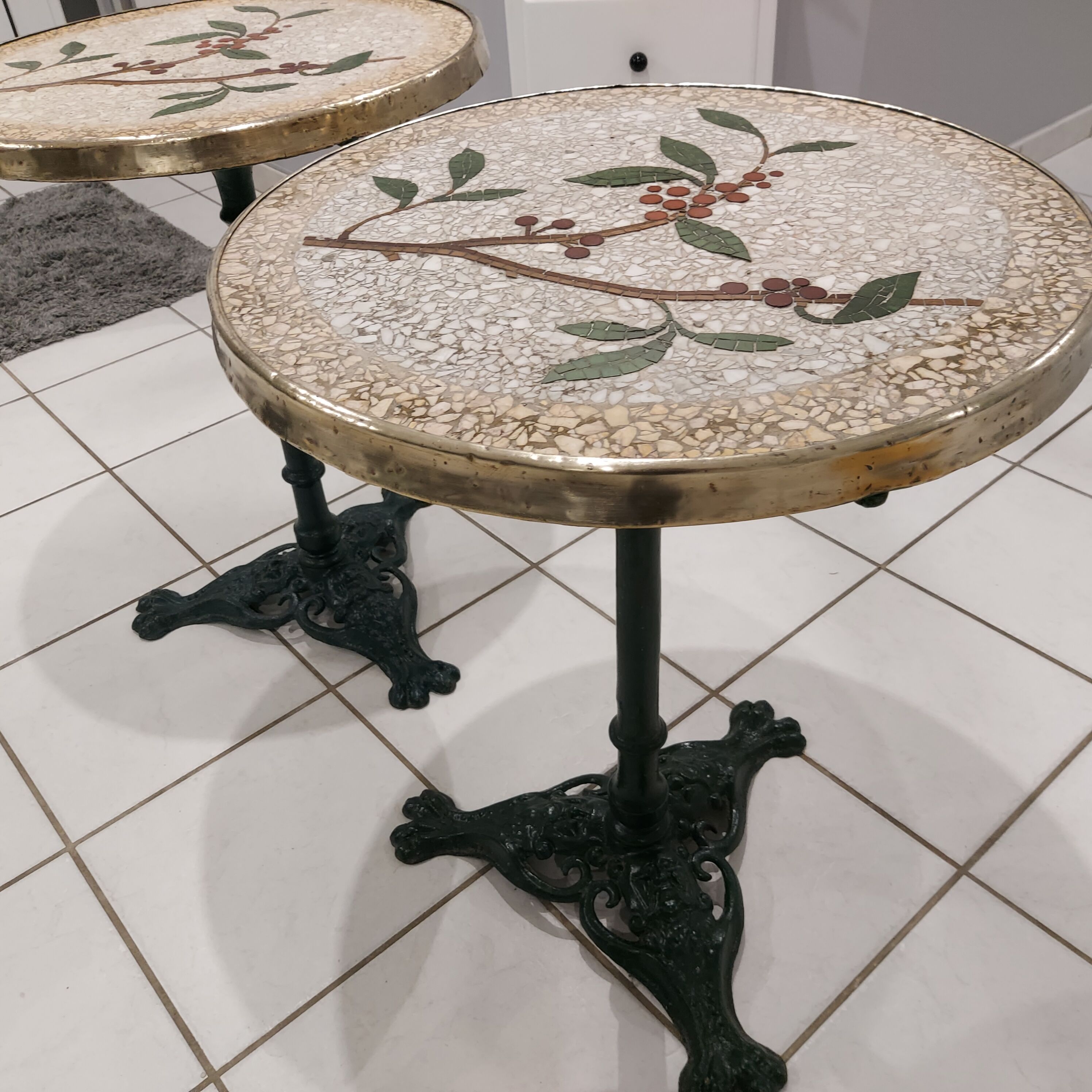 Pair of gueridon tables from Parisian bistro 1900s
