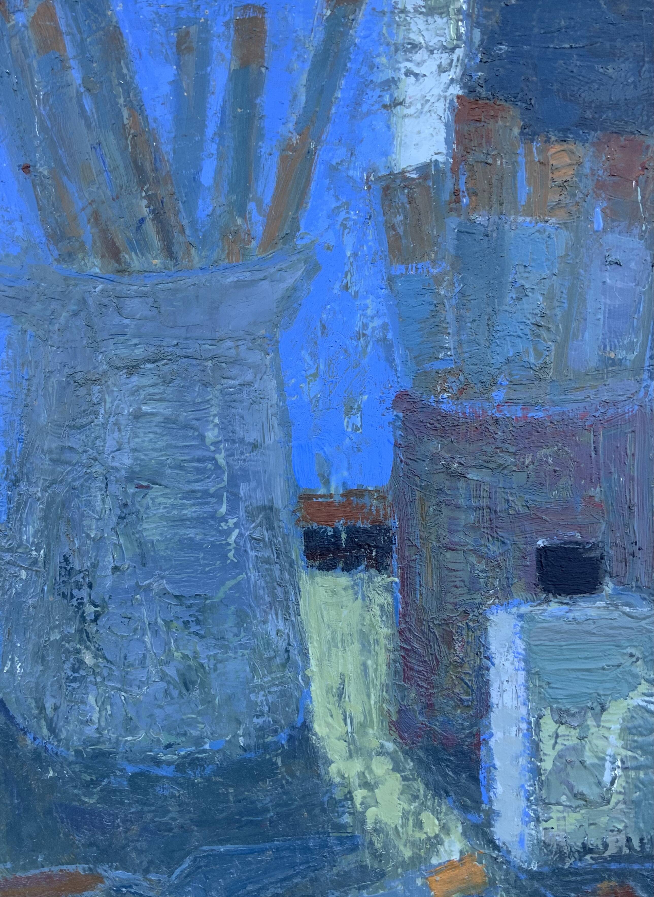 Vintage Modernists Oil Painting Blue Still Life By Svan Grandin Mid 20th Century