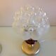 Pair of bubbled glass globe bedside lamps / vintage 60s-70s