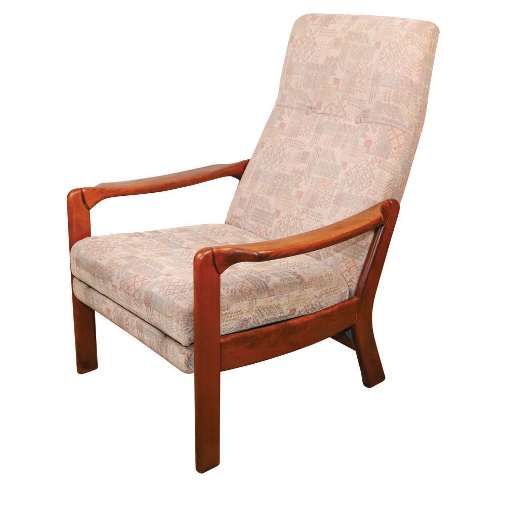 Danish Modern recliner armchair with folding footrest, 1960s