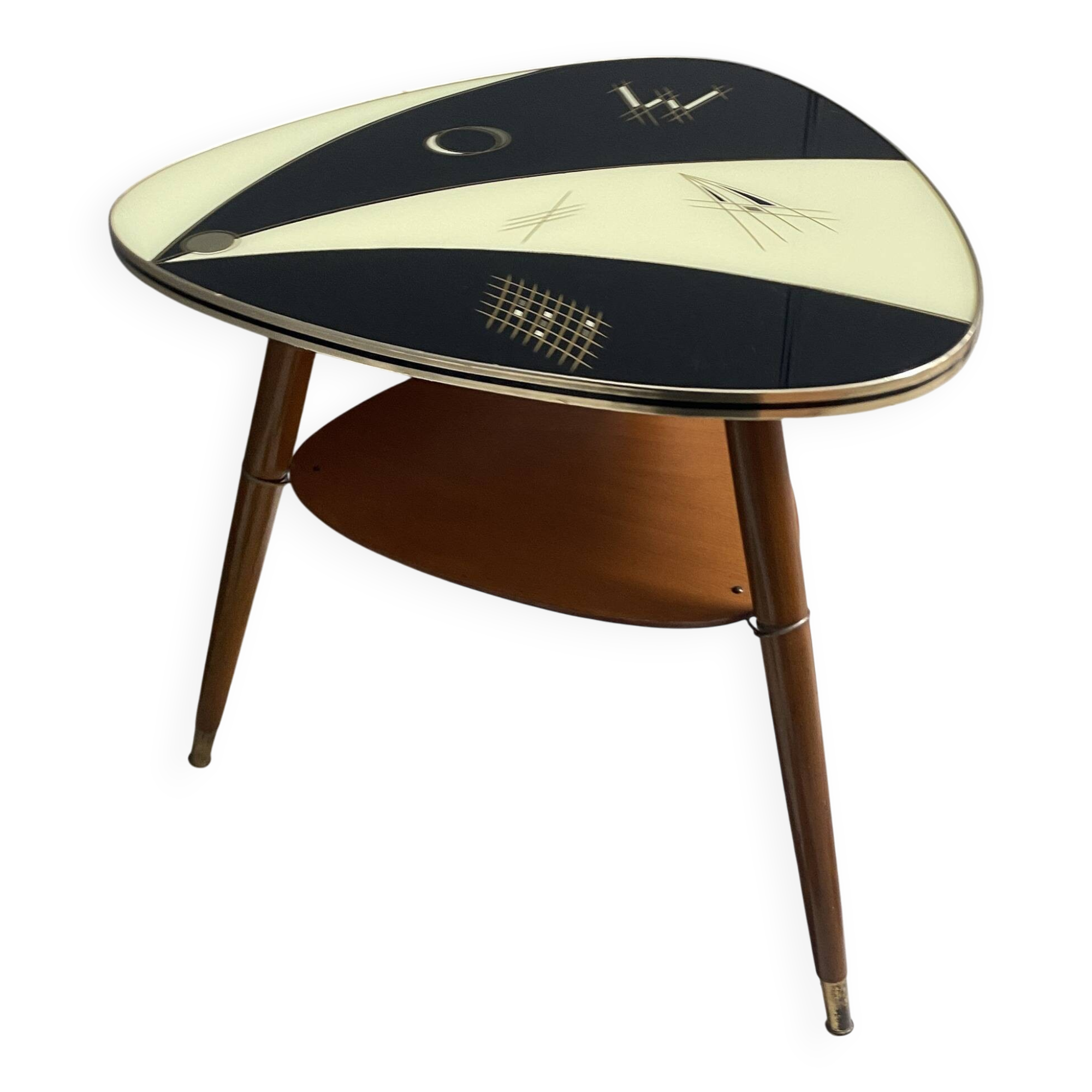 Triangular glass table from the 1960s