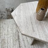 Octagonal travertine coffee table