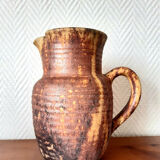 Vintage pitcher in flamed stoneware signed Guy