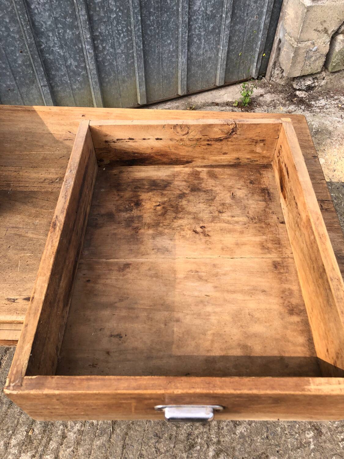 Antique farmhouse table with 3 drawers