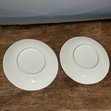 Set of 2 earthenware plates with blue decoration of a bridge and castle