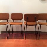 4 chairs vintage metal and fabric structure