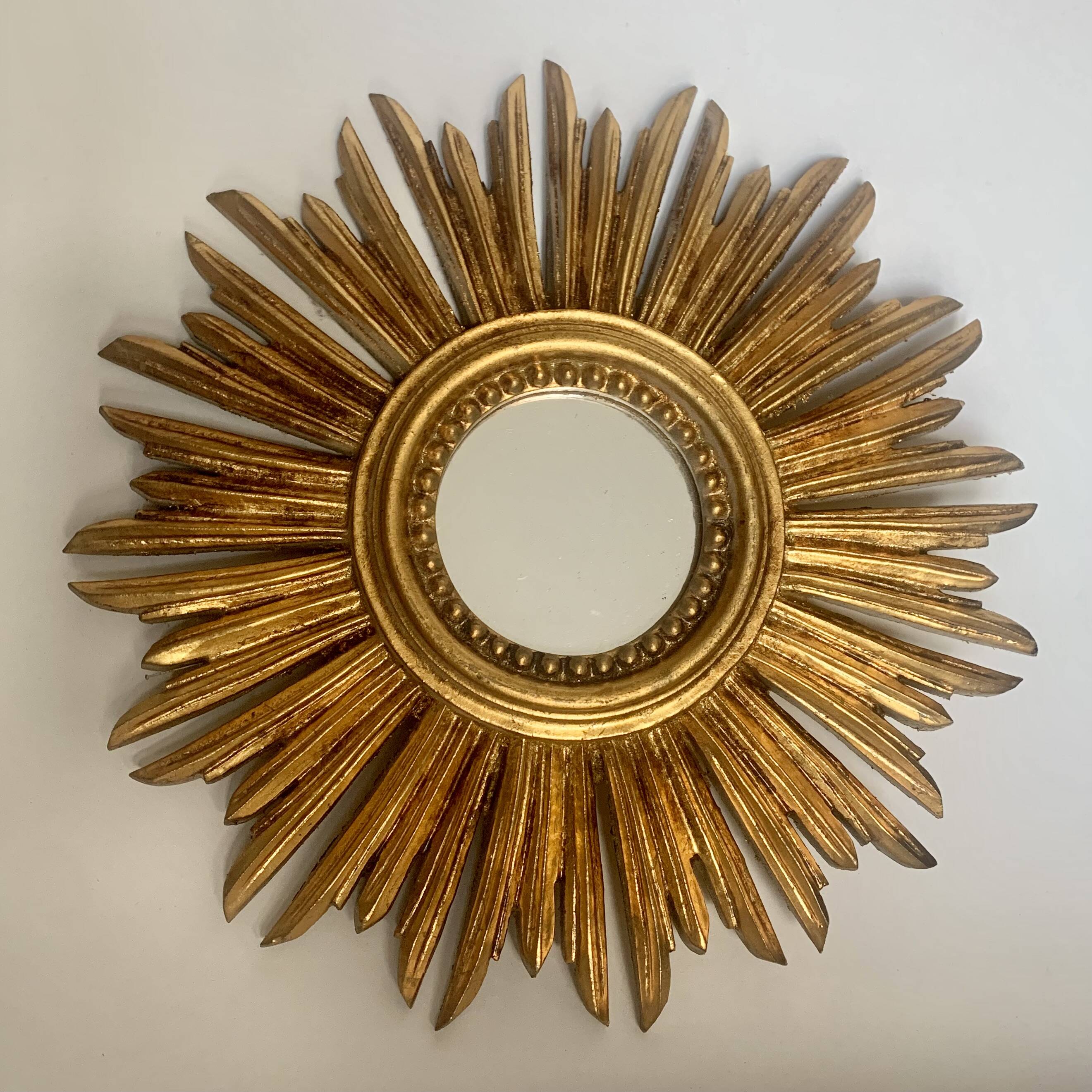 Vintage sun mirror 32 x 32cm, 1950s