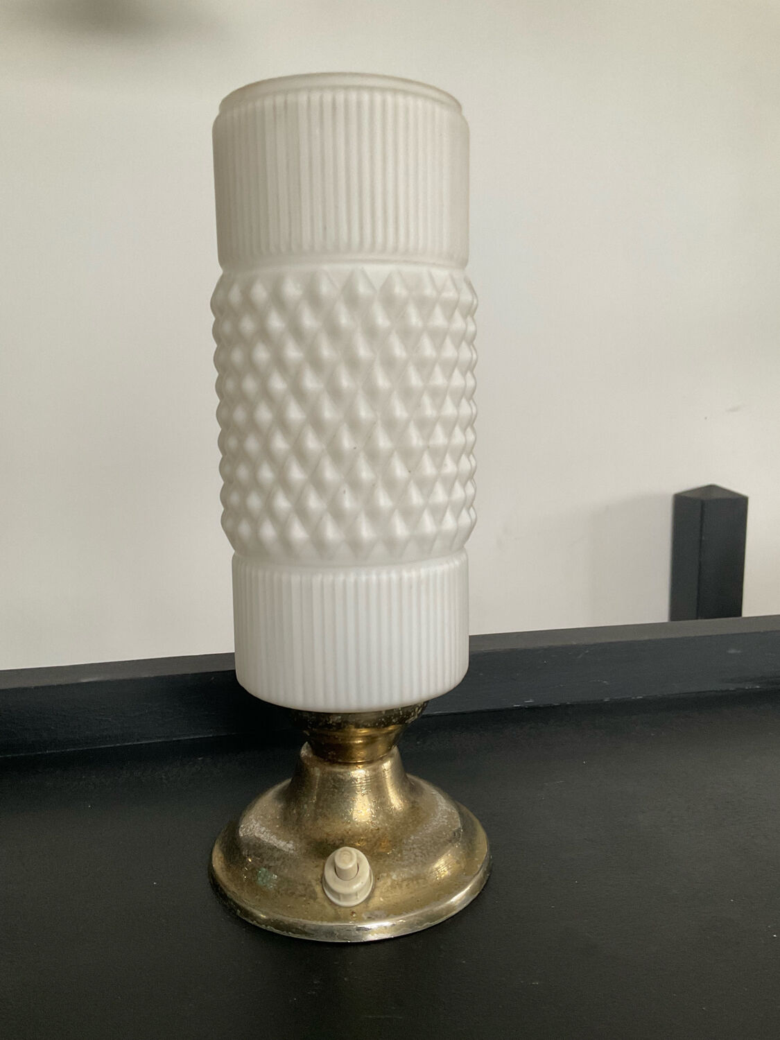Vintage lamp in opaline and metal from the 50s