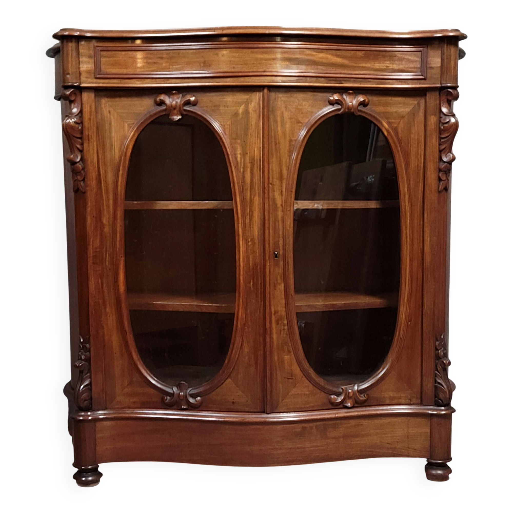 Superb curved display cabinet from the Napoleon III period in mahogany
