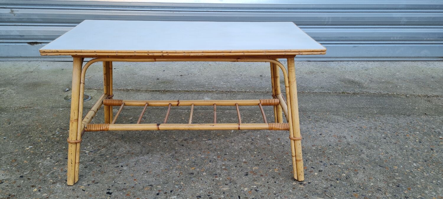 Rattan coffee table 50s