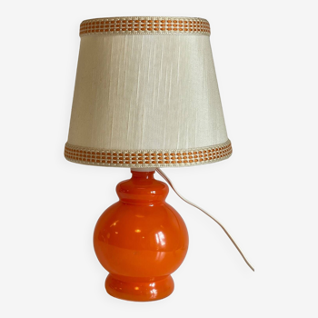 Lampe vintage en verre orange années 70