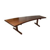 Teak veneered kidney shaped curved coffee table