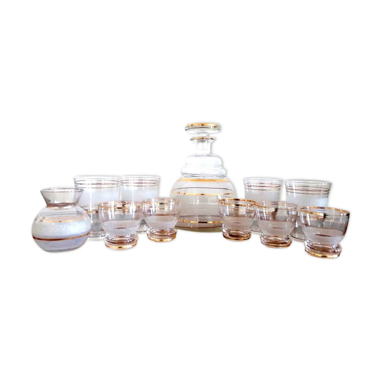 Service à liqueur verre givré 1950