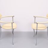 Arrben Chrome and Leather "Stiletto" Chairs, 1980s Italy