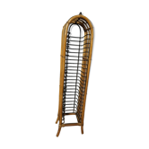 Colonne étagère range 24 CD métal et bambou, années 80