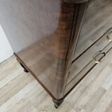 Chest of drawers with five drawers in wood and brass