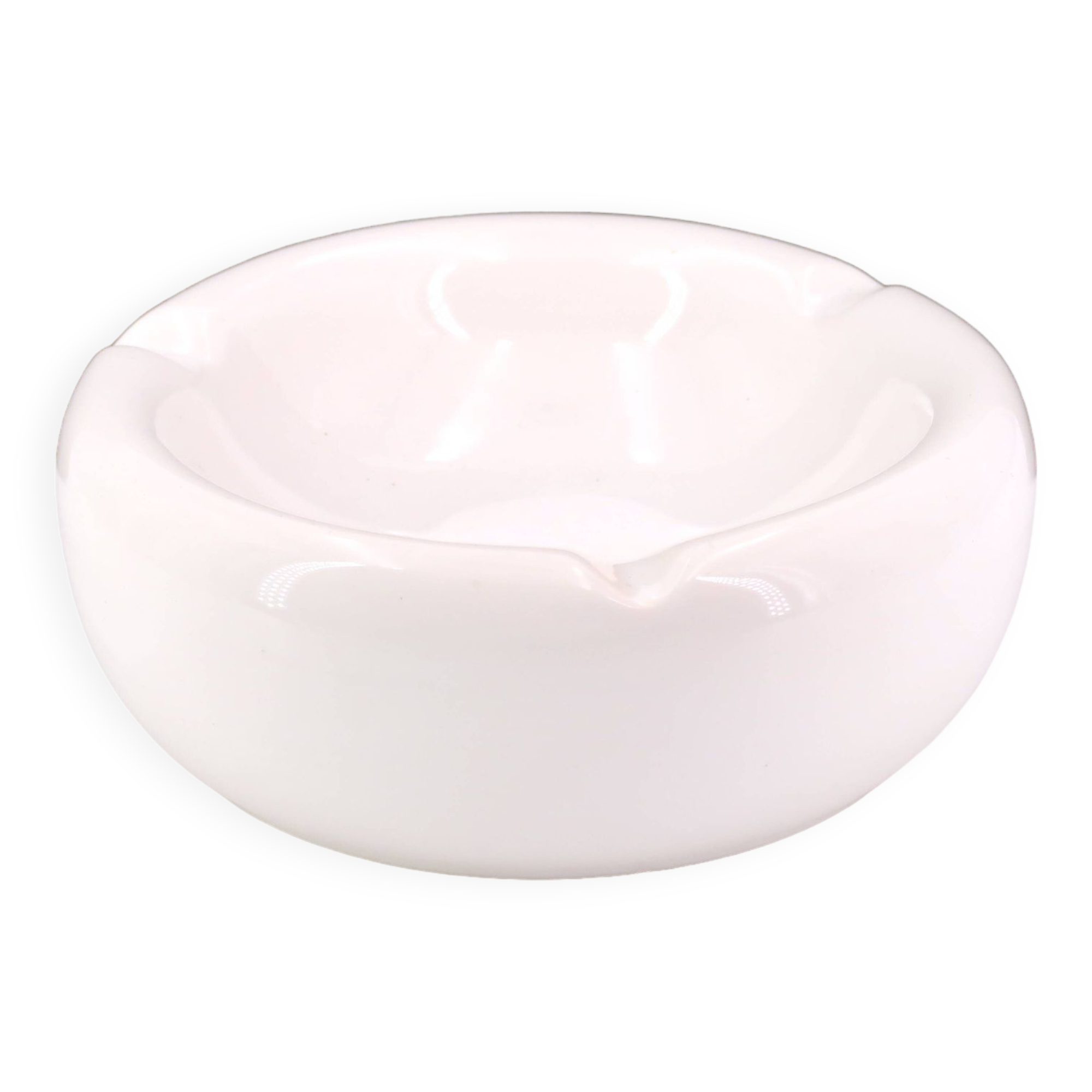 Imposing white ashtray signed in ceramic, 1970s