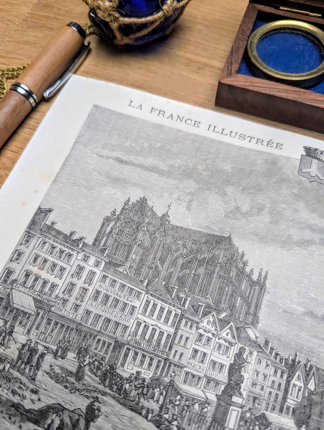 Beauvais, Oise, gravure vintage, imprimée en 1883