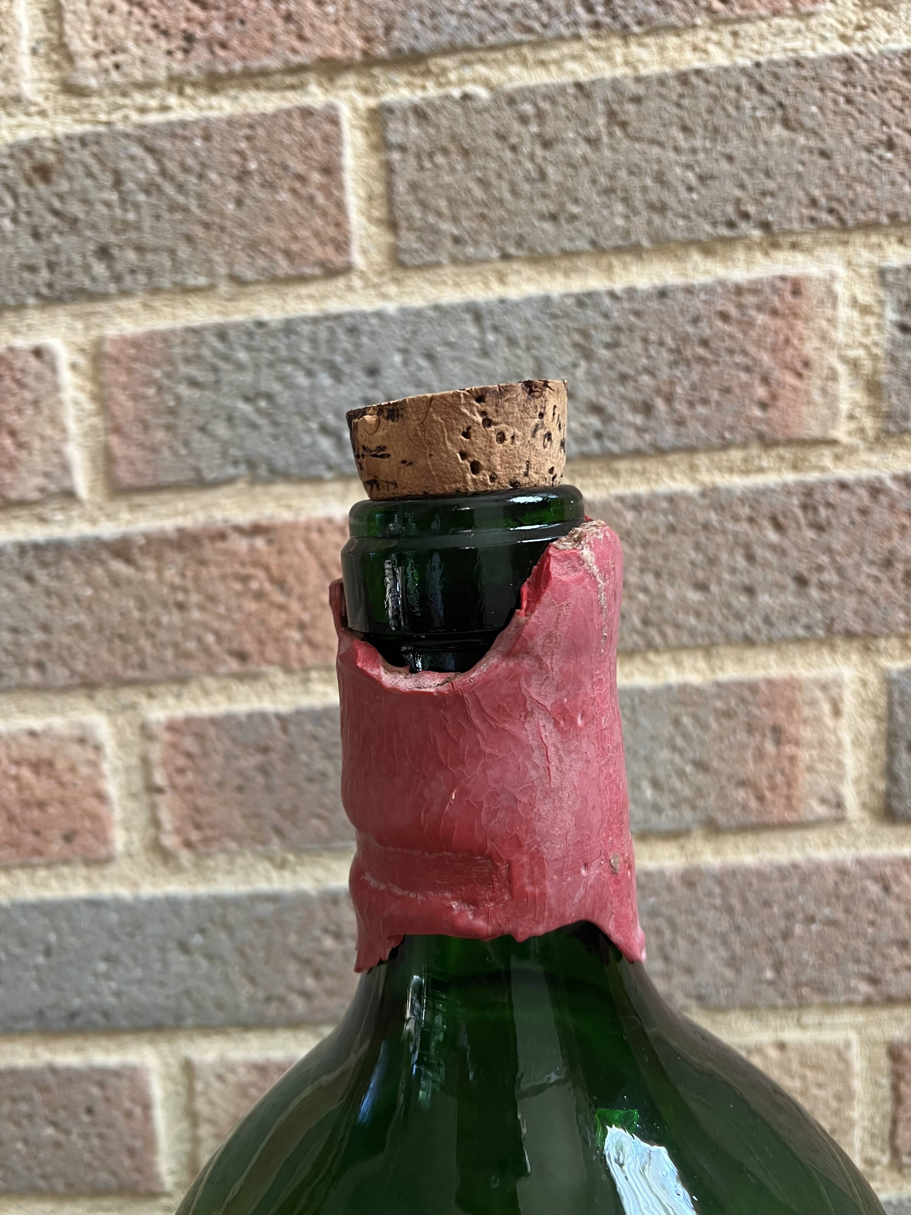 Large antique green glass bottle – Balthazar style – 50 cm