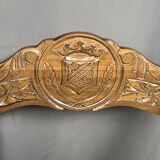 Dagobert style armchair. Solid walnut, leather.