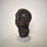 Mid Century Painted Plaster Bust of a Man on a Marble Base, 1976