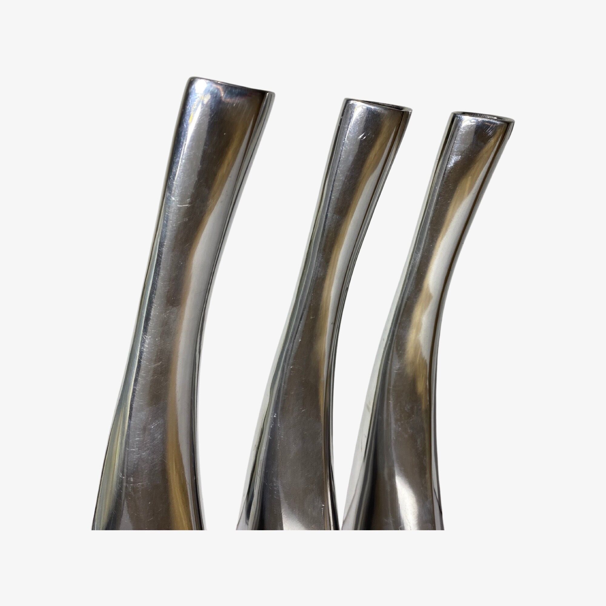 Set of 3 silver candlestick holders, denmark
