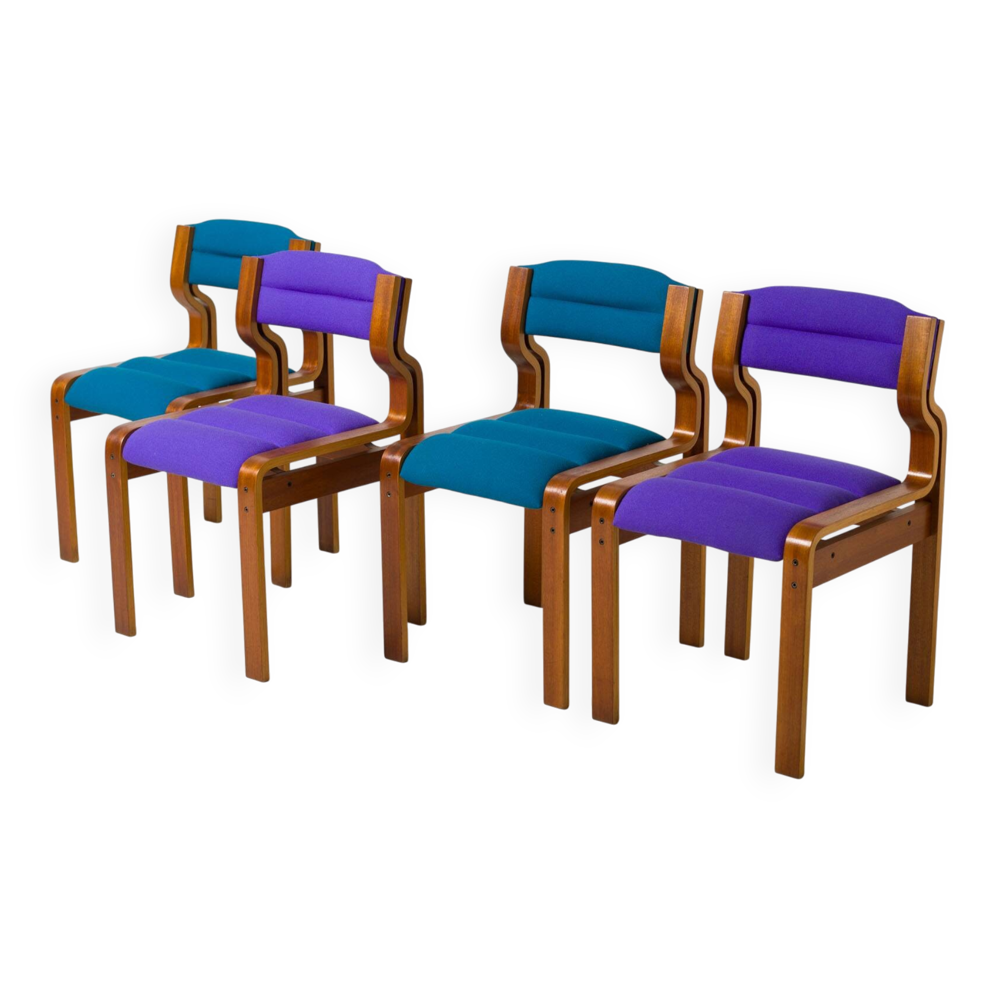 Set of 4 dining chairs by Jan Bocan / Zbynek Hrivnac / Ludvik Volak, 1970s.