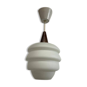 Suspension vintage Louis Kalff avec accent en bois