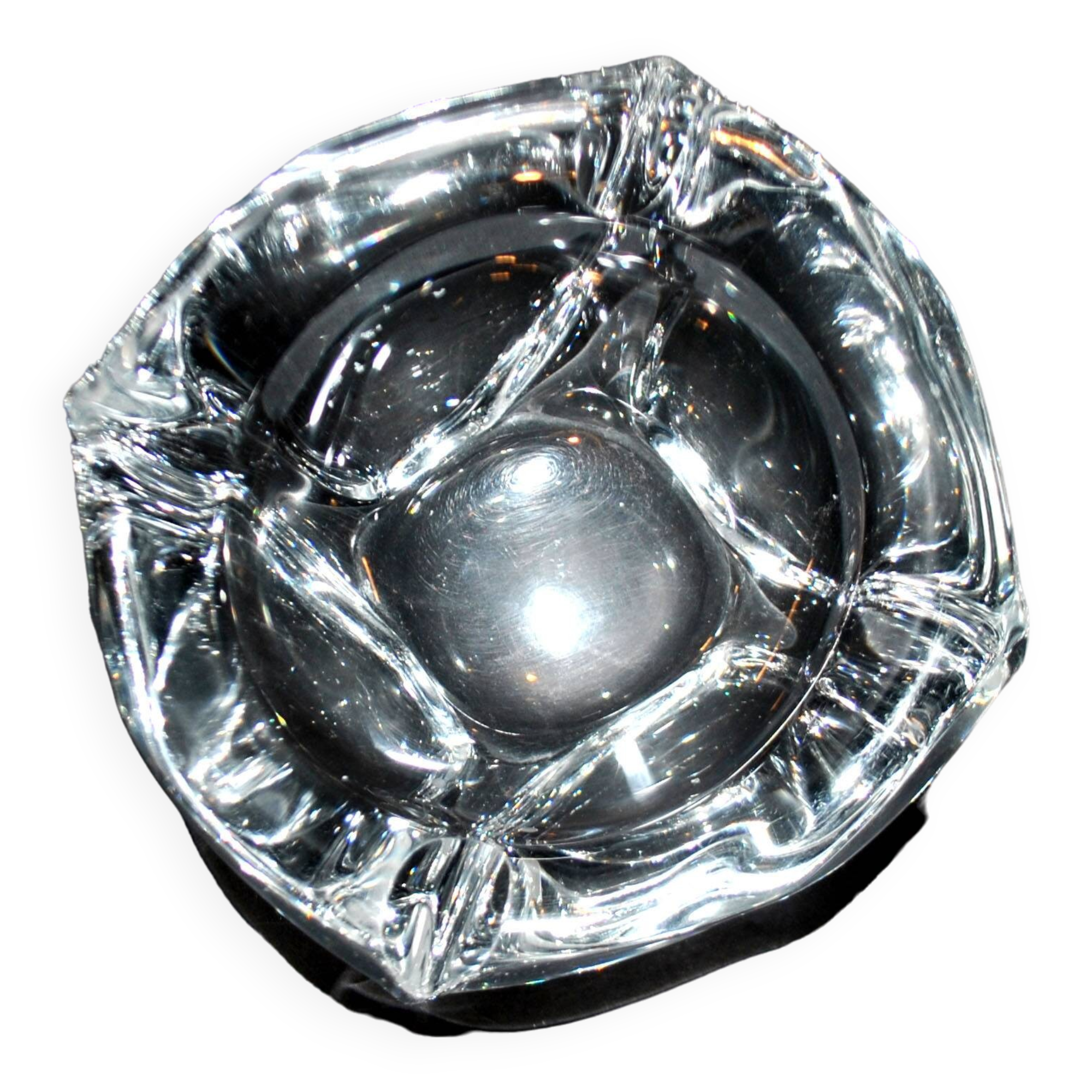 Daum crystal ashtray signed design modernist 1950-1960