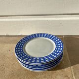 6 assiettes à dessert vichy bleu