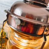 Large electrified copper and brass lamp