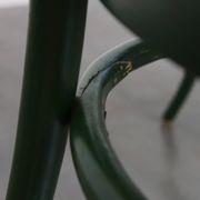 Set of 4 Green Vintage Bistro Chairs with Woven Rattan Seats