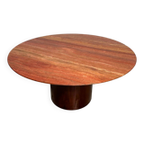 1970s Vintage Extra Large Round Red Travertine Dining Table