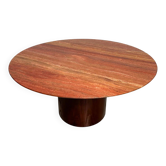 Table à manger ronde en travertin rouge extra large vintage des années 1970
