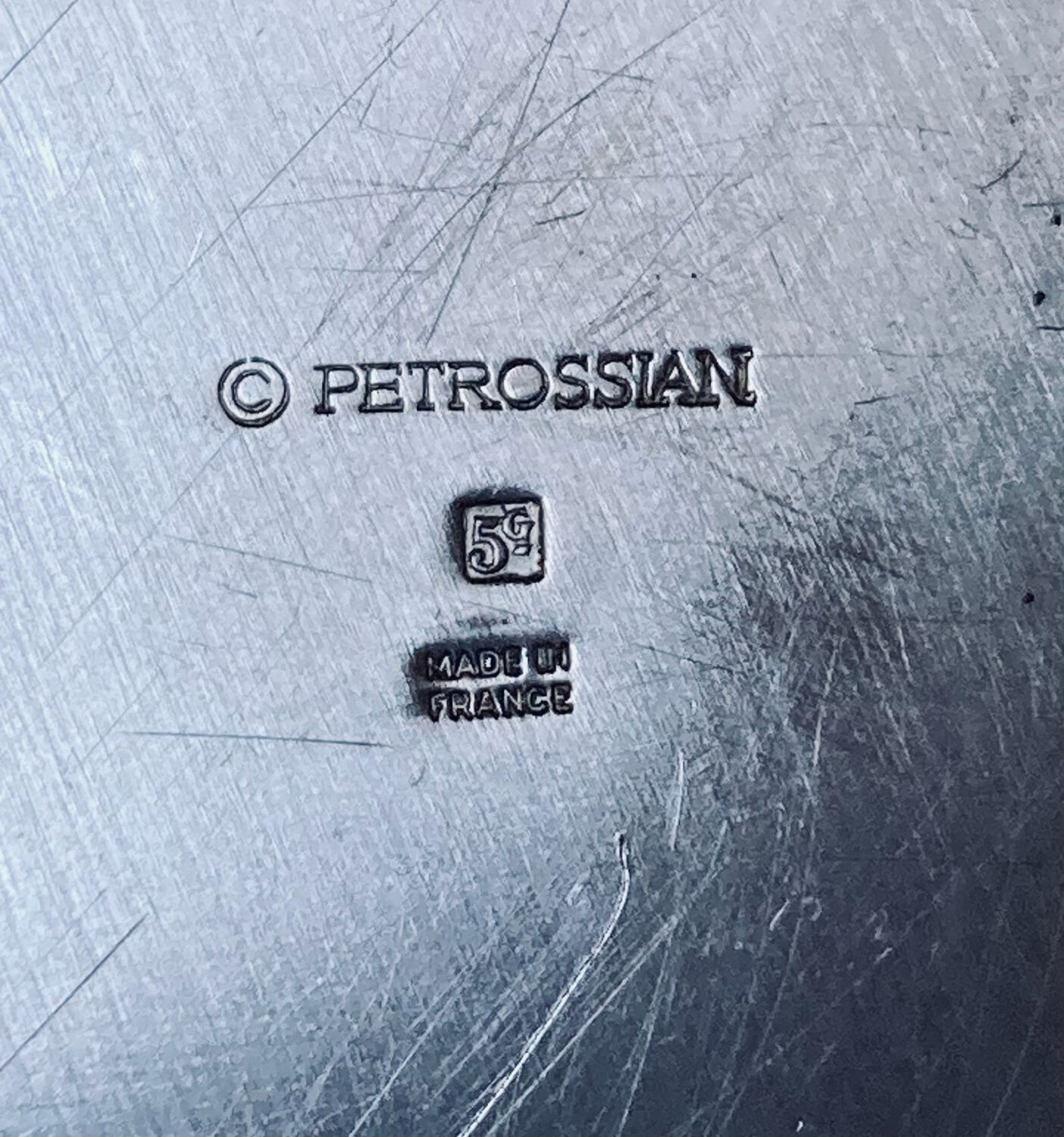 Petrossian silver-plated metal dish, hallmarked, France