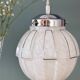 Vintage art deco globe pendant light in white and silver Clichy glass