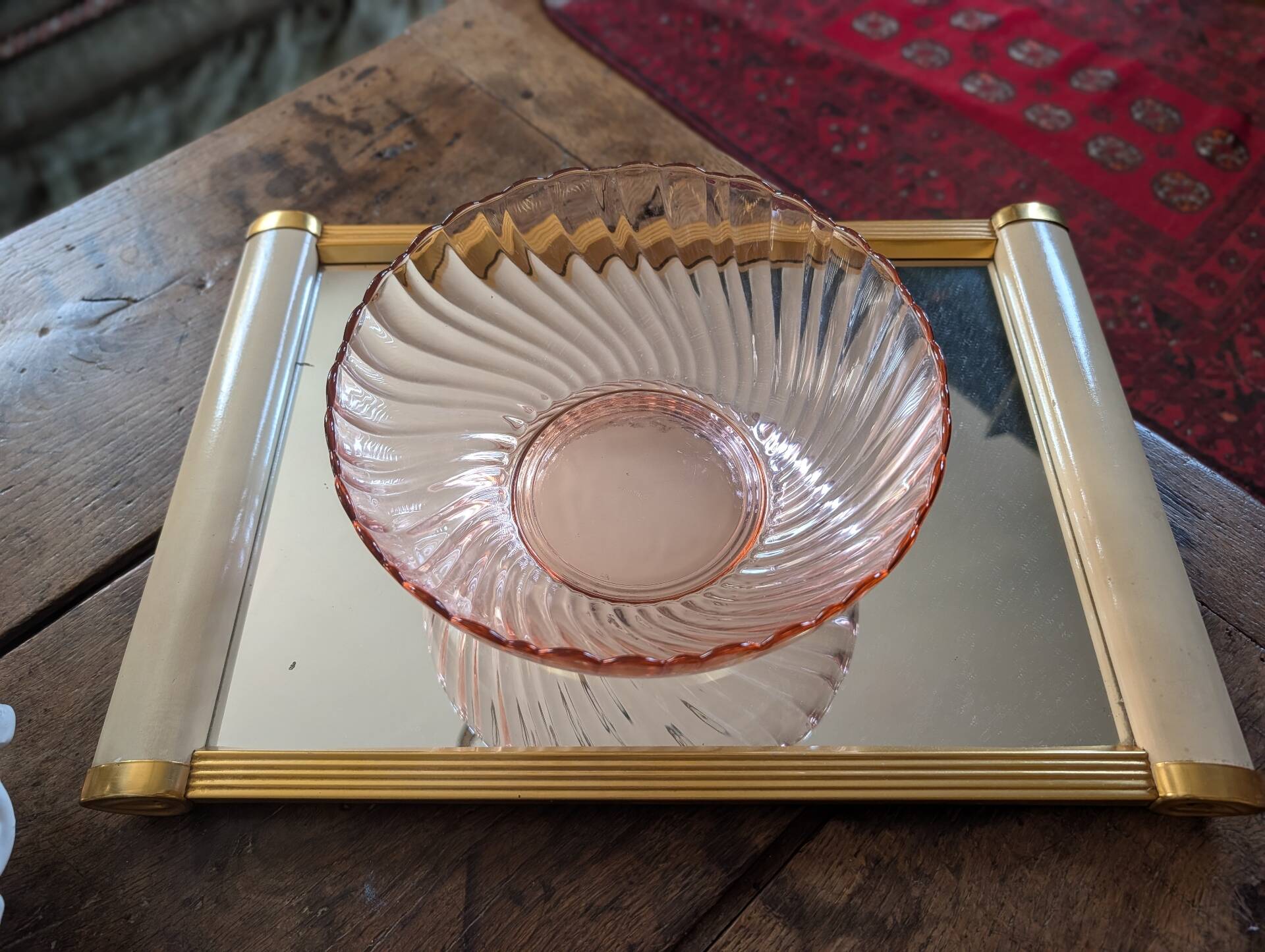 Saladier Arcoroc Rosaline rose – années 70