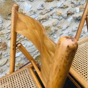 Set of 2 vintage folding chairs, rattan cane for Habitat, circa 70/80