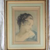 Portrait of a woman after François Boucher - chromolithography of Louis Marin Bonnet - XVIIIth