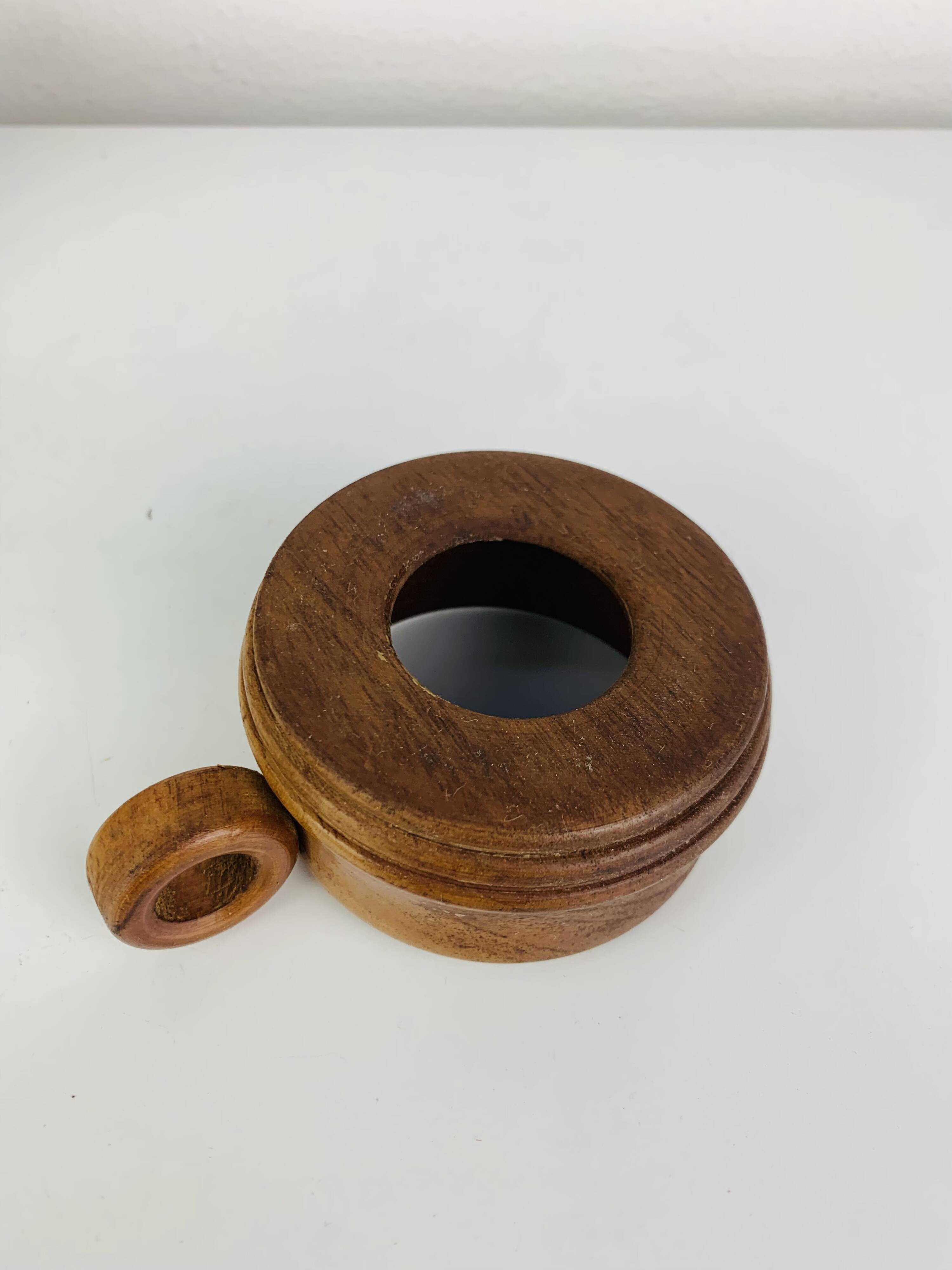 6 glass and teak cups in Scandinavian style, 1960s