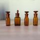 Set of 4 old small glass bottles iodine dye with cap