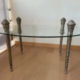 Table basse en verre pieds metal