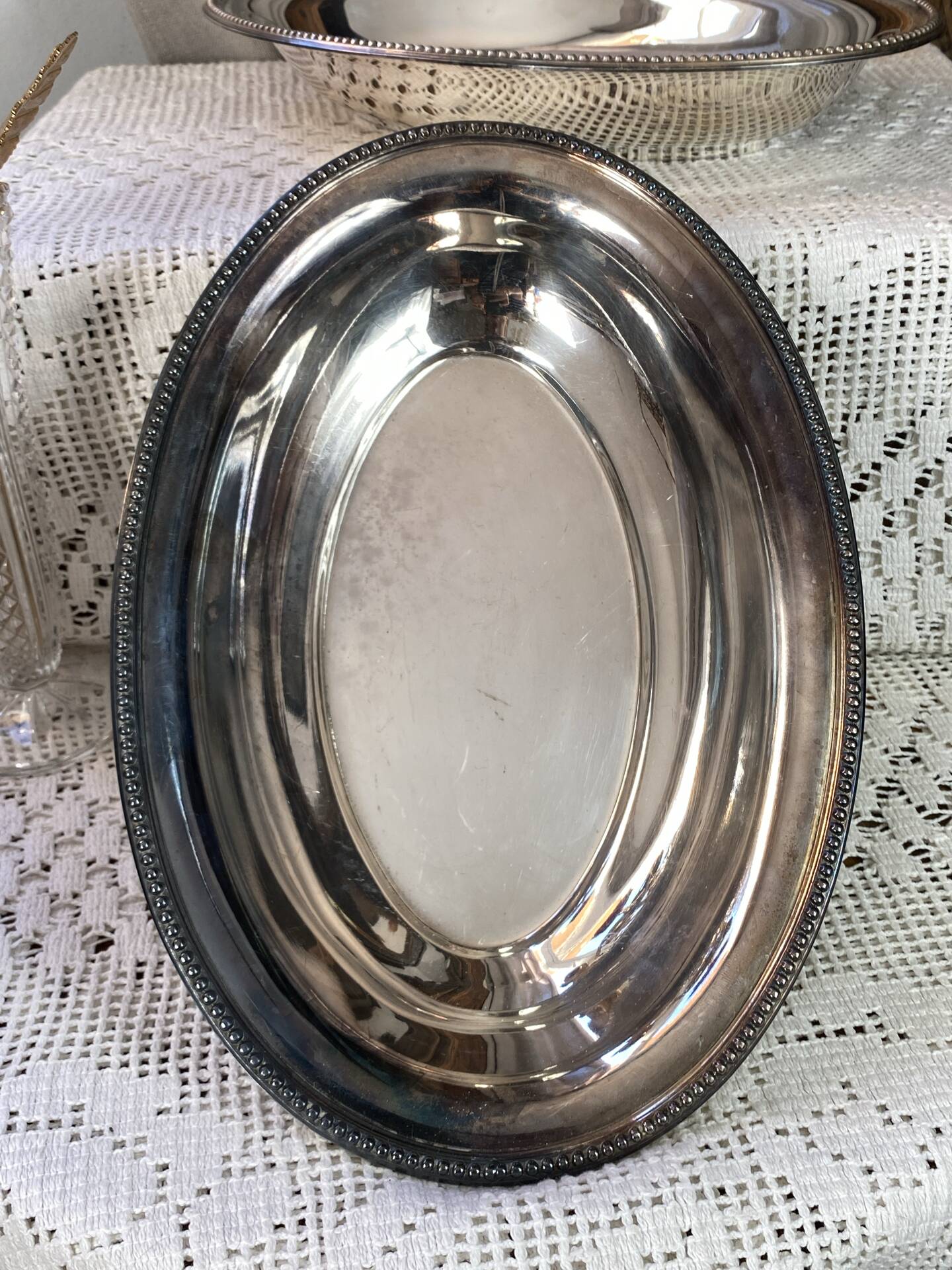 silver-plated metal service trays, Le Mondial silverware