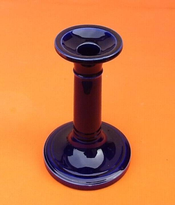 1920s Spool Candle Holder Kiln Blue Ceramic