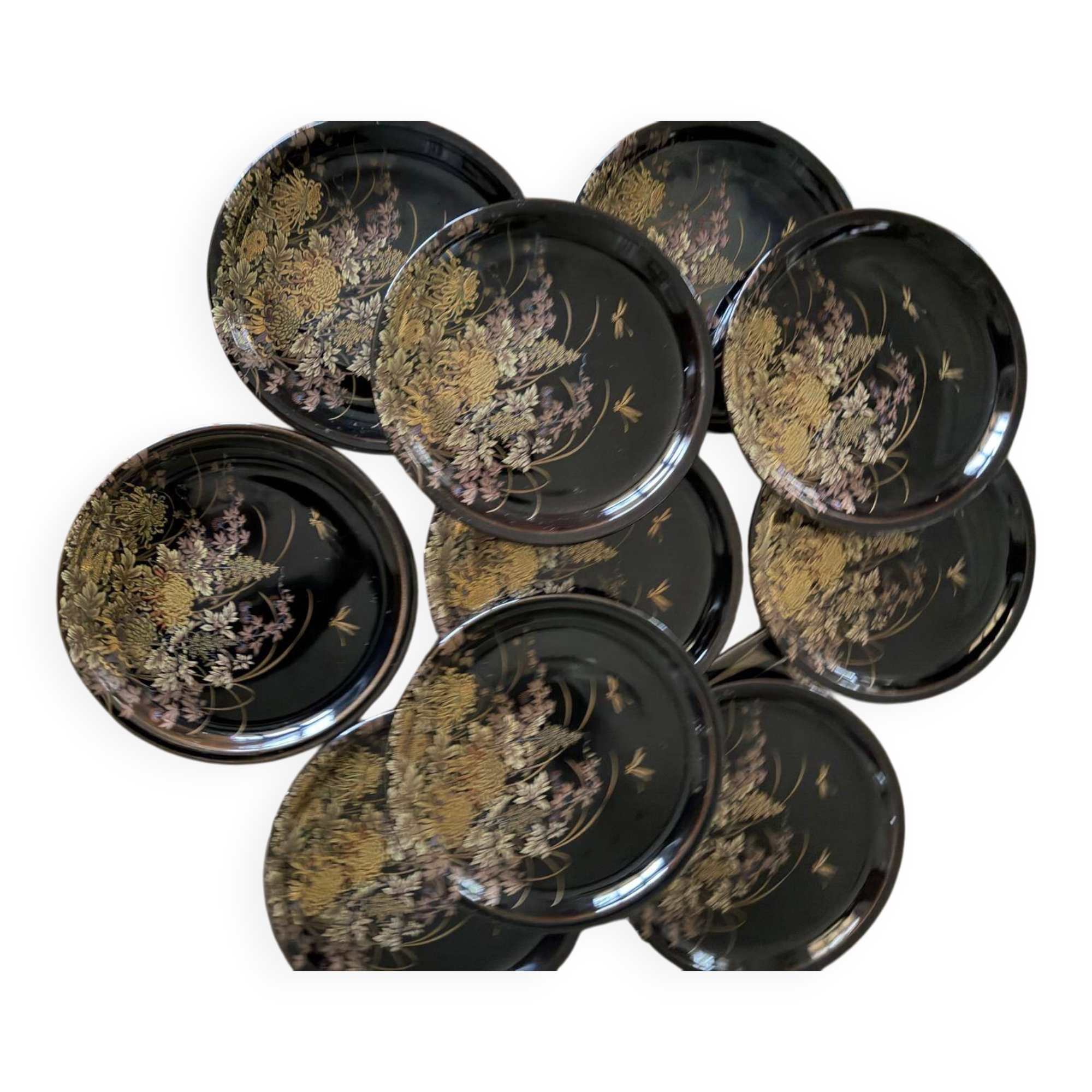 10 Japanese porcelain plates by Shibata Tenmoku, 1970