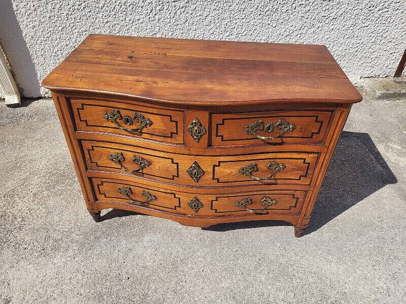 Transition louis xv louis xvi chest of drawers in cherry wood 4 drawers from the 18th century