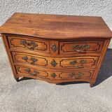 Transition louis xv louis xvi chest of drawers in cherry wood 4 drawers from the 18th century