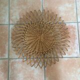 Sun mirror in braided rattan. 1960. 52cm.