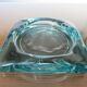 Saint Gobain ashtray in sky blue transparent glass 70s