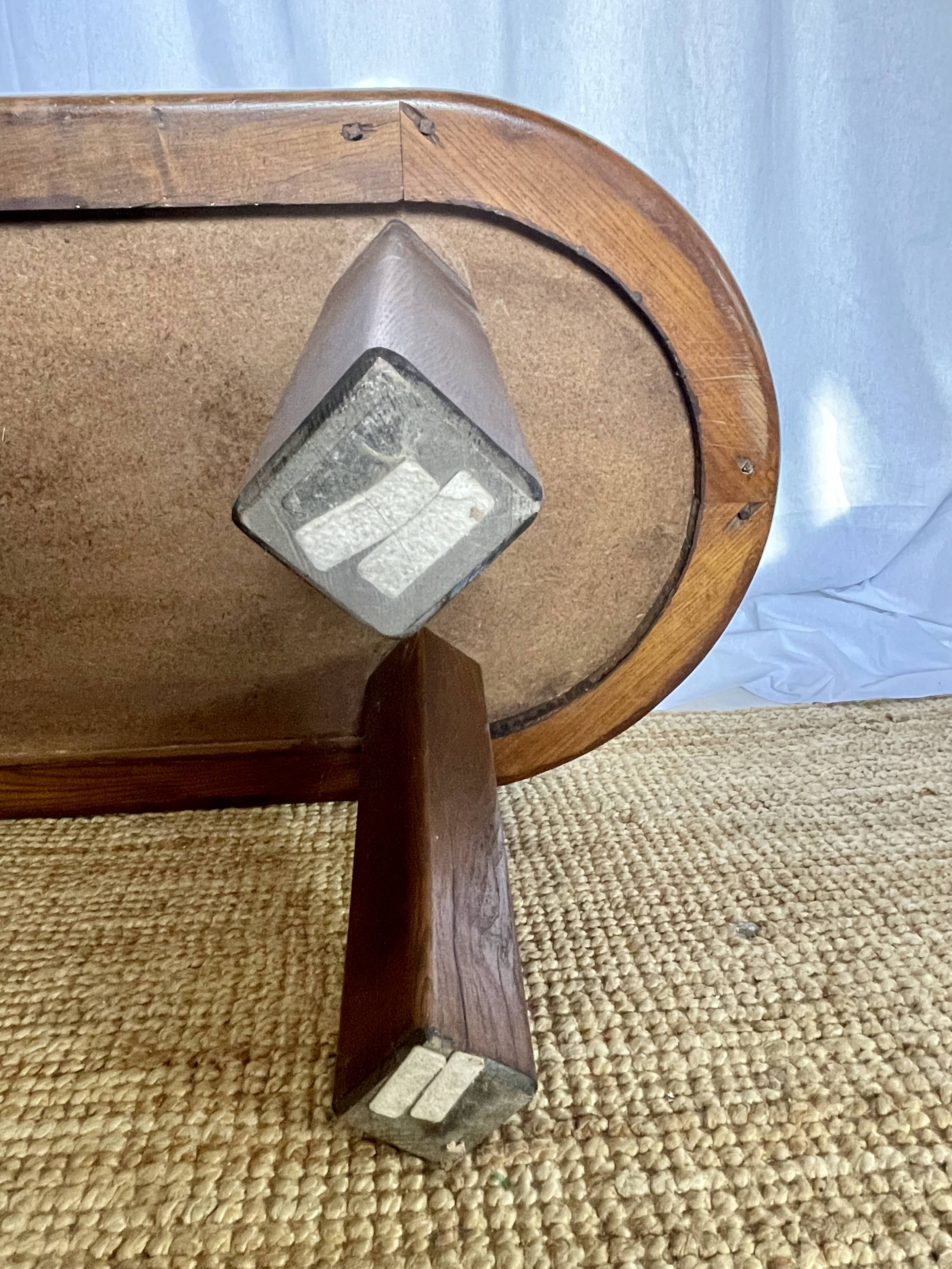 Ceramic and solid wood herbarium coffee table, signed